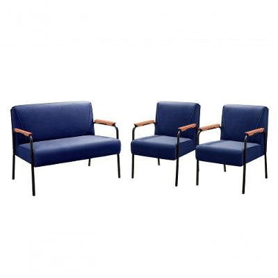 Conjunto de Sofás Jade 4 Lugares 108CM Azul Veludo Bella Decor
