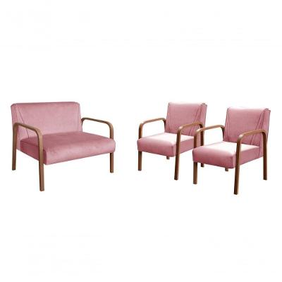 Conjunto de Sofás Anita 4 Lugares 108CM Rosê Veludo Bella Decor