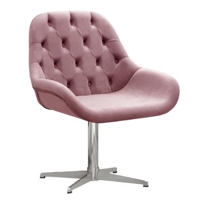 Poltrona Lua Capitonê Decorativa Base Giratória Veludo Rosê 390 Confortável Bella Decor