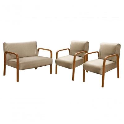 Conjunto de Sofás Anita 4 Lugares 108CM Linho Marrom Bella Decor