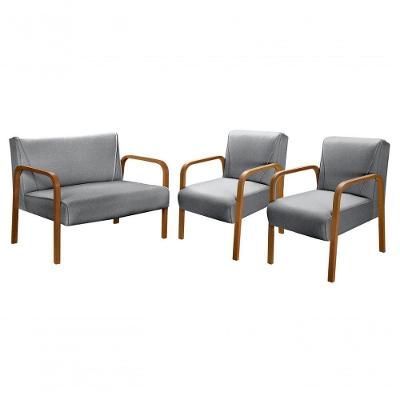 Conjunto de Sofás Anita 4 Lugares 108CM Cinza Linho Bella Decor