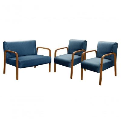 Conjunto de Sofás Anita 4 Lugares 108CM Azul Linho Bella Decor