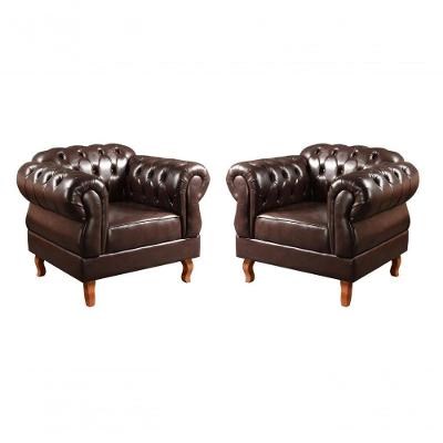 Conjunto 2 Poltronas Duquesa Couríssimo Pés Torneados Café Bella Decor