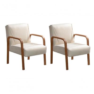 Kit 2 Poltronas Anita Decorativas Suede com Espuma D26 Pés Palito Bege Bella Decor