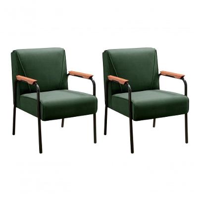 Kit 2 Poltronas Jade Veludo com Braços de Metal Verde 270 Bella Decor