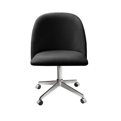 Poltrona Gaia Giratória com Rodinhas Veludo Preto 410 Bella Decor
