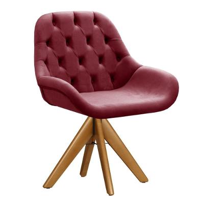 Poltrona Lua Capitonê Decorativa Giratória Suede Confortável Bordô Bella Decor