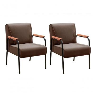 Kit 2 Poltronas Jade Veludo com Braços de Metal Marrom 260 Bella Decor