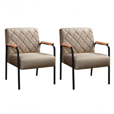 Kit 2 Poltronas Ludmilla Linho Ergonômicas Marrom Bella Decor