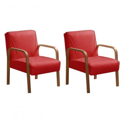 Kit 2 Poltronas Anita Suede Vermelho 100 Espuma D26 Bella Decor