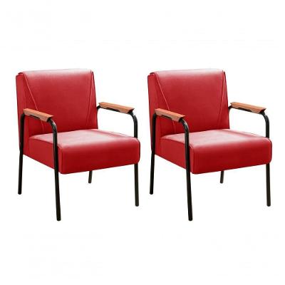 Kit 2 Poltronas Jade Suede com Braços de Metal Vermelho Bella Decor
