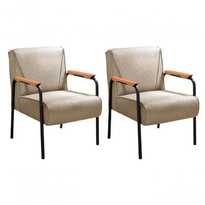 Kit 2 Poltronas Jade Decorativas em Linho Marrom Bella Decor