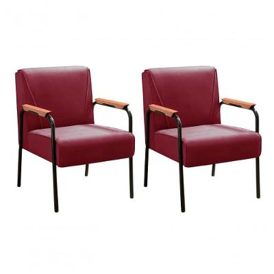 Kit 2 Poltronas Jade Decorativas Suede com Braços de Metal Confortável Bordô Bella Decor