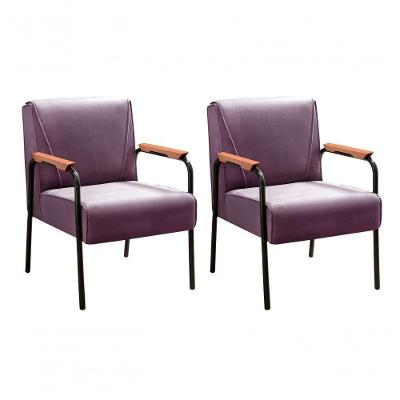 Kit 2 Poltronas Jade Veludo Espuma D26 Braços Metal Roxo 380 Bella Decor
