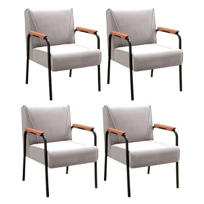 Kit 4 Poltronas Jade Compacta Sala Suede Estrutura Madeira Conforto D26 Bege 080 Bella Decor