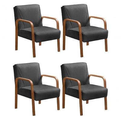 Kit 4 Poltronas Anita Decorativa Veludo com Espuma D26 Conforto Fixo Cinza Bella Decor