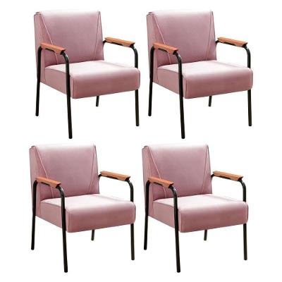 Kit 4 Poltronas Jade Decorativas Veludo com Braços de Metal Confortável Rosê Bella Decor