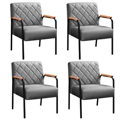Kit 4 Poltronas Ludmilla em Linho Ergonômicas Cinza 320 Bella Decor