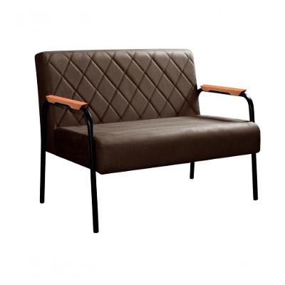 Namoradeira Ludmilla Veludo Ergonômica com Pés Metal Marrom Bella Decor