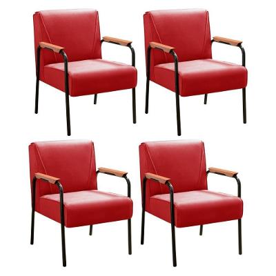 Kit 4 Poltronas Jade Sala de Estar Suede Conforto Espuma D26 Vermelho Bella Decor