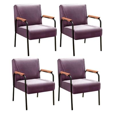 Kit 4 Poltronas Jade em Veludo com Braços Roxo 380 Bella Decor
