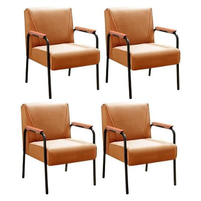 Kit 4 Poltronas Jade Veludo Terracota 400 Braços Metal D26 Bella Decor