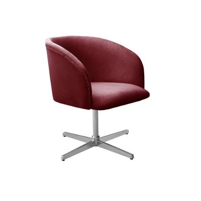 Poltrona Atenas Giratória Base Metal Suede Bordô Bella Decor