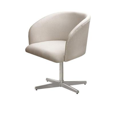 Poltrona Atenas Giratória Base Metal Suede Linho Bege Bella Decor