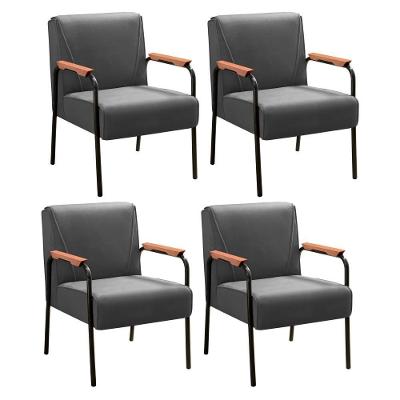 Kit 4 Poltronas Jade Veludo com Braços de Metal Cinza 220 Bella Decor