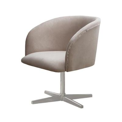 Poltrona Atenas Giratória Metal Veludo Capuccino 250 Bella Decor