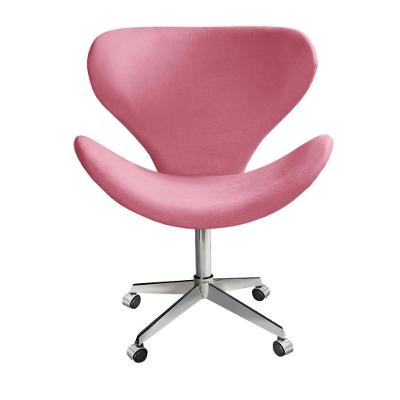 Poltrona Isis Giratória com Rodinhas Suede Rosa 280 Bella Decor