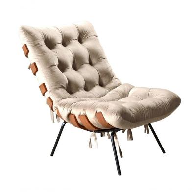 Poltrona Costela Decorativa Suede com Fibra Siliconada Bege Bella Decor