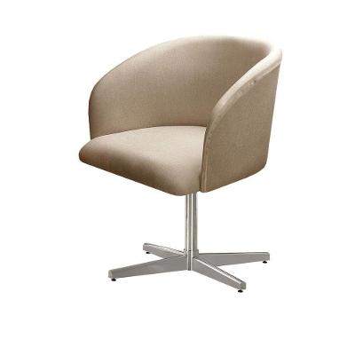 Poltrona Atenas Giratória Base Metal Suede Linho Marrom Bella Decor