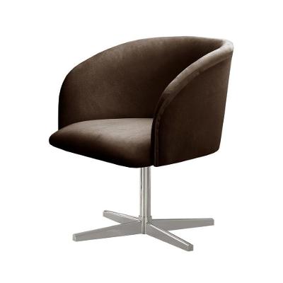 Poltrona Atenas Giratória de Metal Veludo Marrom 120kg Bella Decor