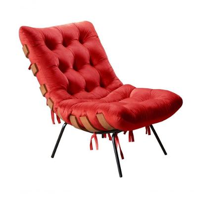 Poltrona Costela Suede Fibra Siliconada Vermelho Bella Decor