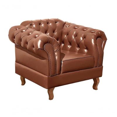 Poltrona Dom Pedro Couríssimo Pés Torneados Espuma D26 Caramelo Bella Decor