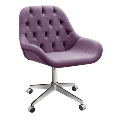 Poltrona Lua Capitonê Giratória com Rodinhas Veludo Roxo 380