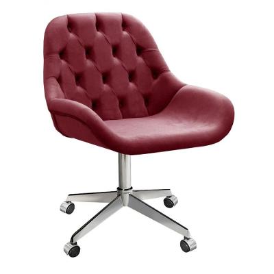 Poltrona Lua Capitonê Giratória com Rodízios Suede Bordô Bella Decor