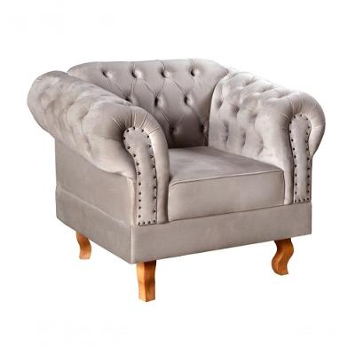 Poltrona Dom Pedro Veludo Pés Torneados Espuma D26 Plus Capuccino 250 Bella Decor