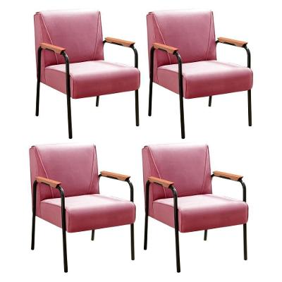 Kit 4 Poltronas Jade Suede Rosa 280 com Braços Sala Bella Decor