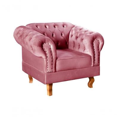 Poltrona Dom Pedro Suede Espuma D26 Plus Pés Torneados Rosa 280 Bella Decor