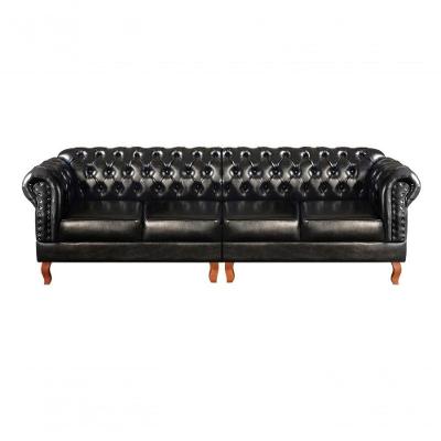 Sofá Dom Pedro 4 Lugares 250CM Preto Couro Sintetico Courissimo Bella Decor