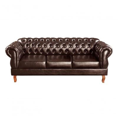 Sofá Duquesa 3 Lugares 215CM Café Couro Sintético Bella Decor