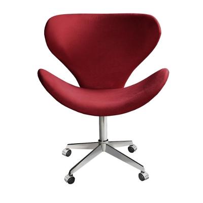 Poltrona Isis Giratória com Rodinhas Suede Bordô Bella Decor
