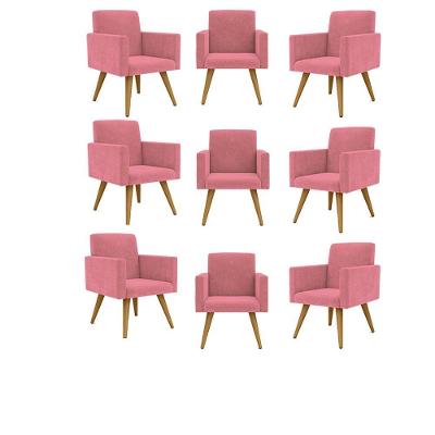 Kit 09 Cadeiras Poltronas Decorativa - Escritório - Recepção Rosa