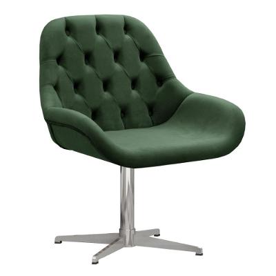 Poltrona Lua Capitonê Giratória de Metal Veludo Verde Bella Decor