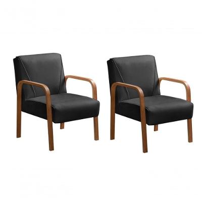 Kit 2 Poltronas Anita Decorativas Veludo com Braços Confortável Preto 410 Bella Decor