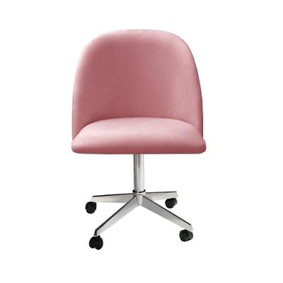 Poltrona Gaia Giratória com Rodinhas Veludo Rosê Bella Decor