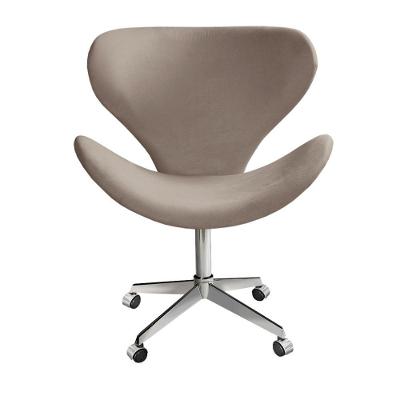 Poltrona Isis Giratória com Rodinhas Veludo Capuccino 250 Bella Decor