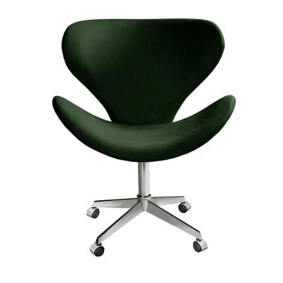 Poltrona Isis Giratória com Rodinhas Veludo Verde 270 Bella Decor